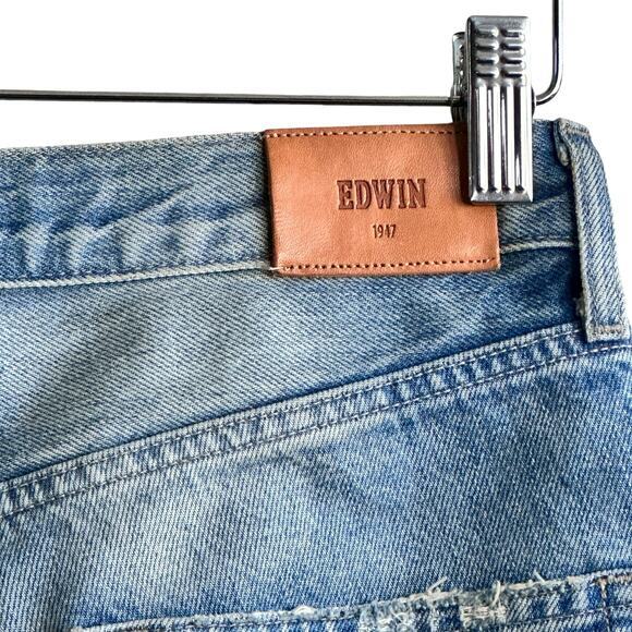 Edwin Denim Cai classic Straight High Waist Non stretch Ripped Jeans size 26 - Picture 12 of 16